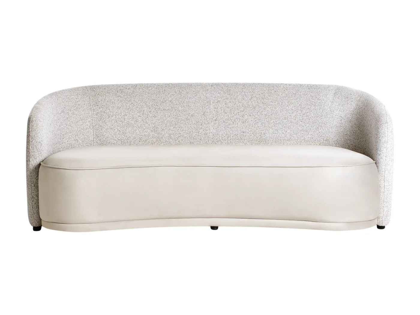 Sofa Stoff hell beige 3-Sitzer gebogene Form modernes Design zwei Stoffe Roset