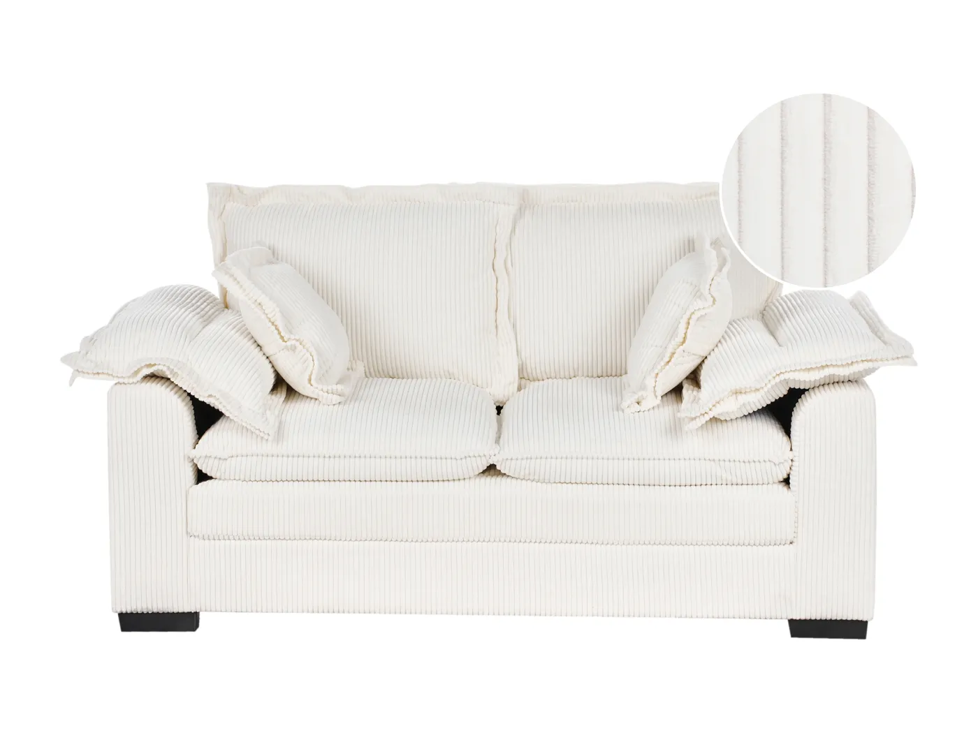 Sofa TIRRO Cord Weiss 2-Sitzer