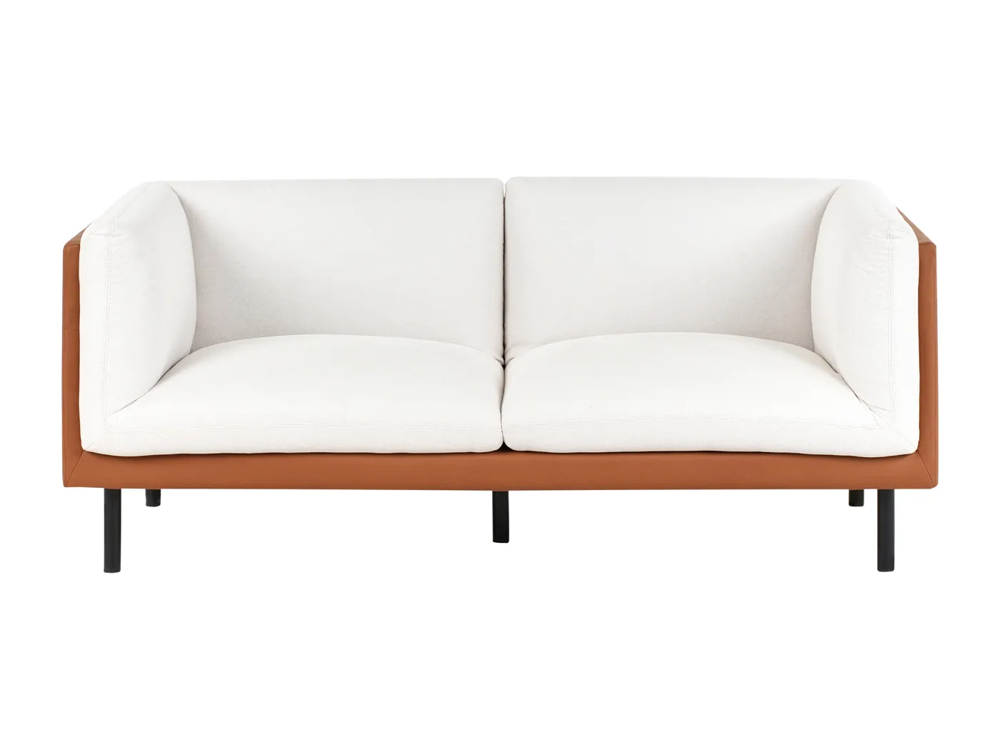Sofa Kunstleder Stoff braun / creme weiß 2-Sitzer gepolstert Vorgod