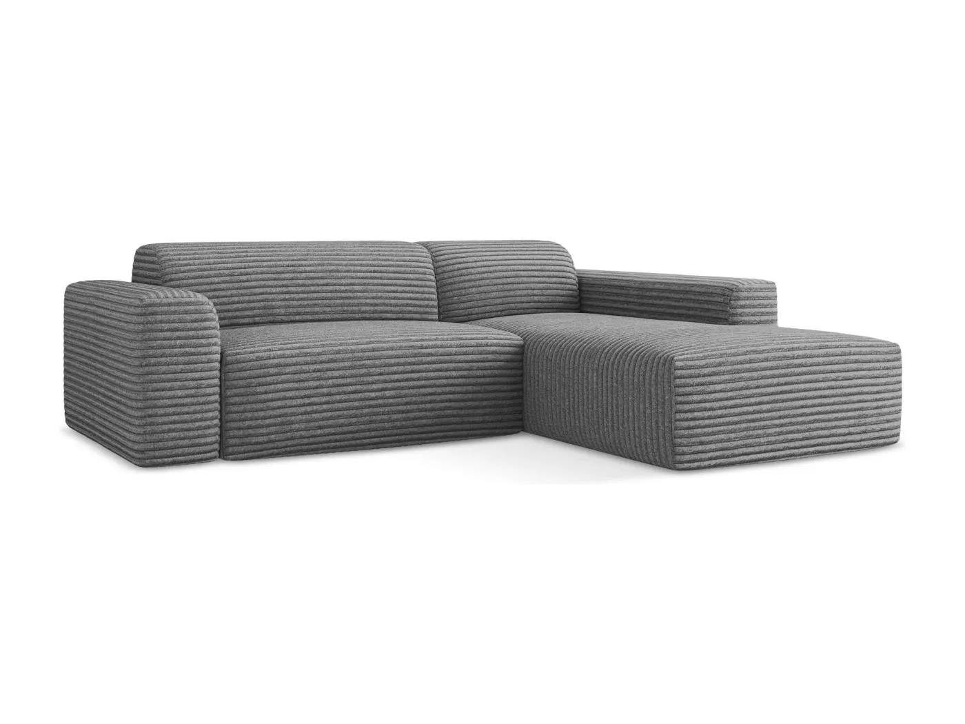 3-Sitzer Modulares Ecksofa - Ecke Rechts - Cord - Dunkelgrau - KELI