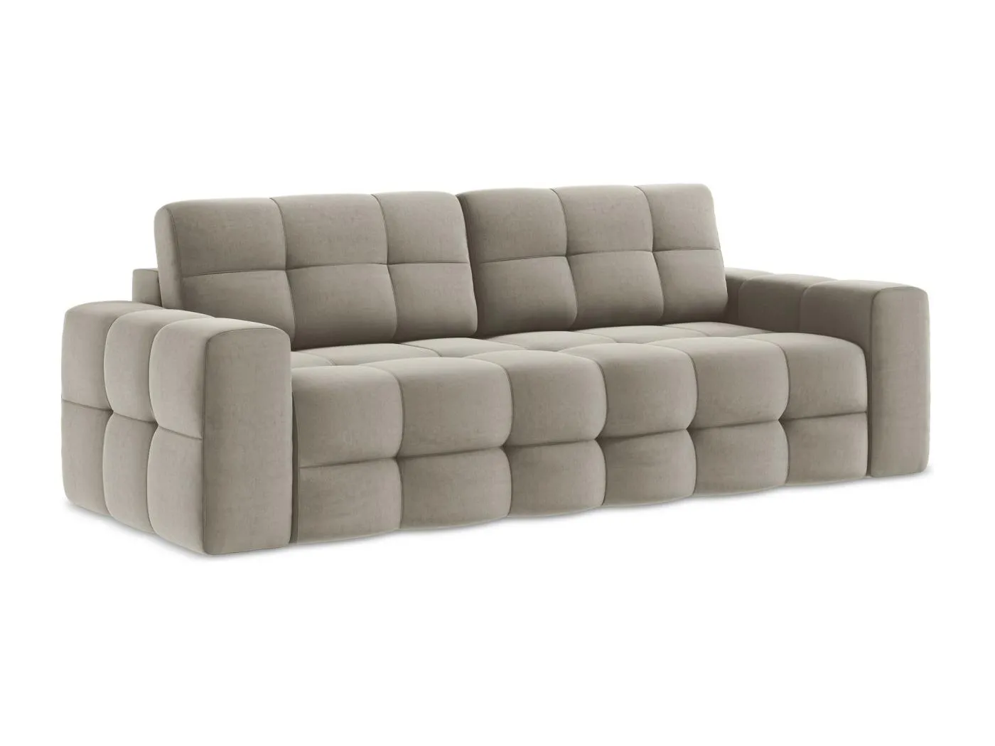 3-Sitzer Sofa mit Schlaffunktion - - Samt - Taupe - MILU