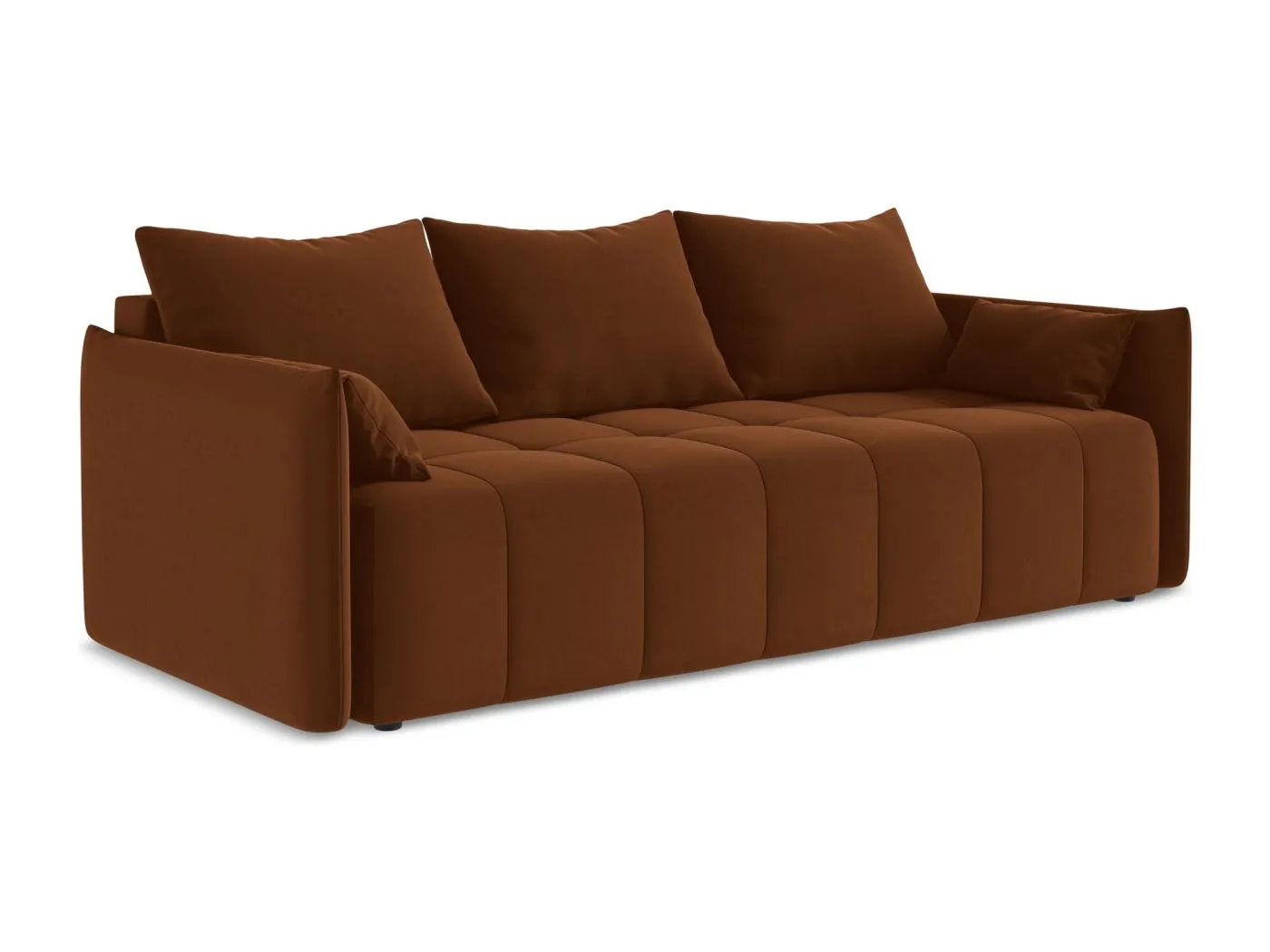 3-Sitzer Sofa mit Schlaffunktion - - Samt - Terrakotta - MOKU