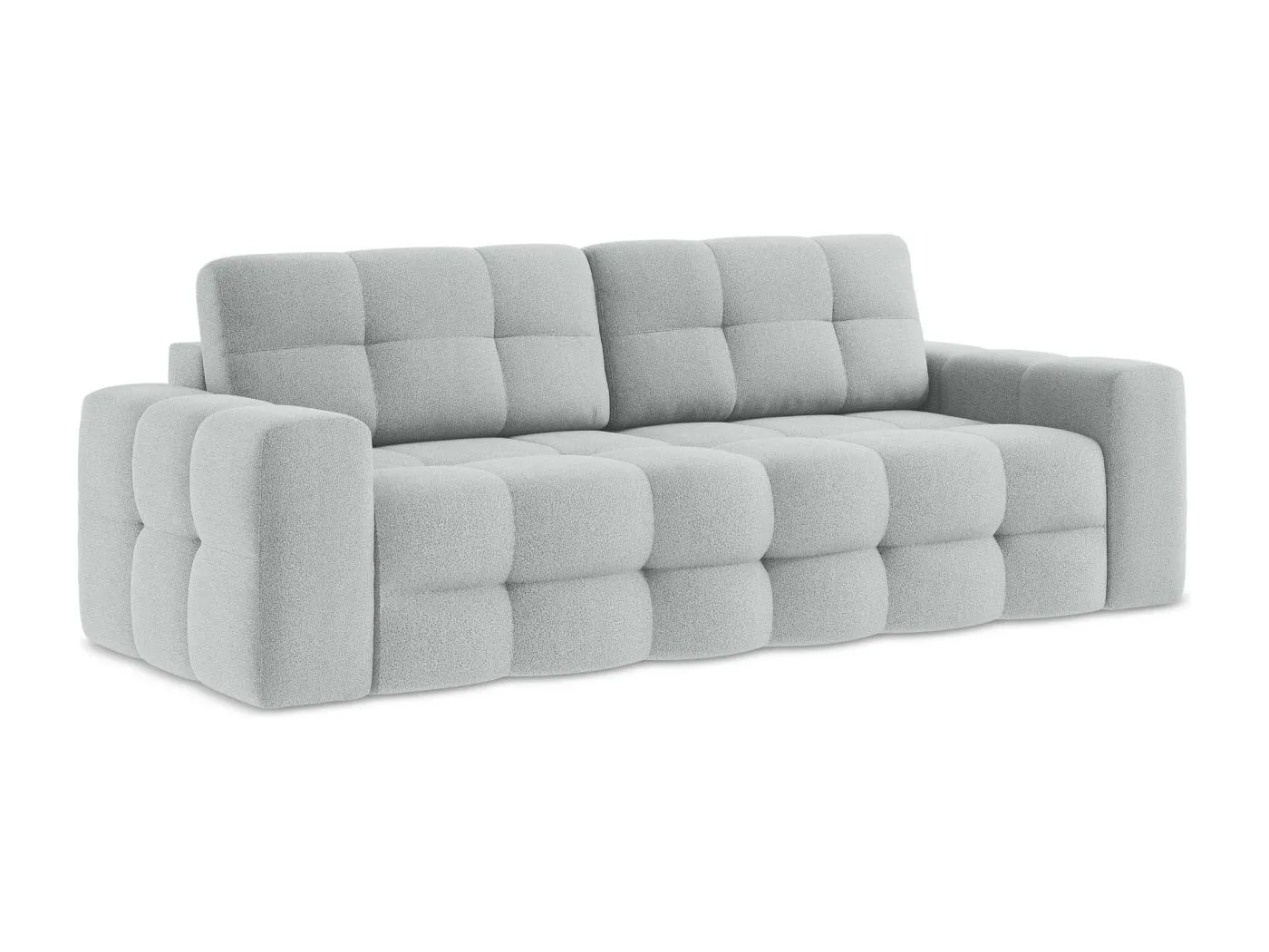 3-Sitzer Sofa mit Schlaffunktion - - Bouclé - Hellgrau - MILU