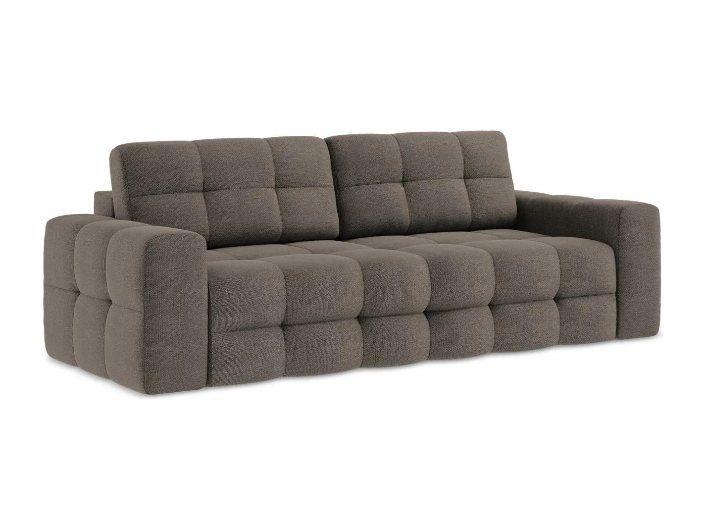 3-Sitzer Sofa mit Schlaffunktion - - Bouclé - Schokolade - MILU