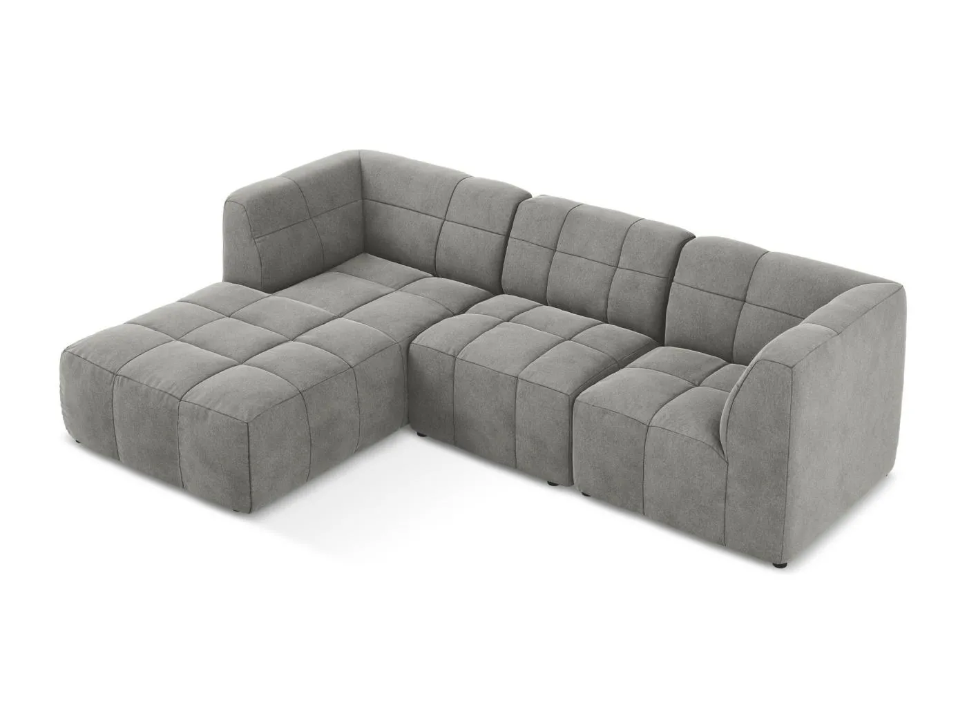 3-Sitzer Modulares Ecksofa - Ecke Links - Samt - Grau - ALOHA