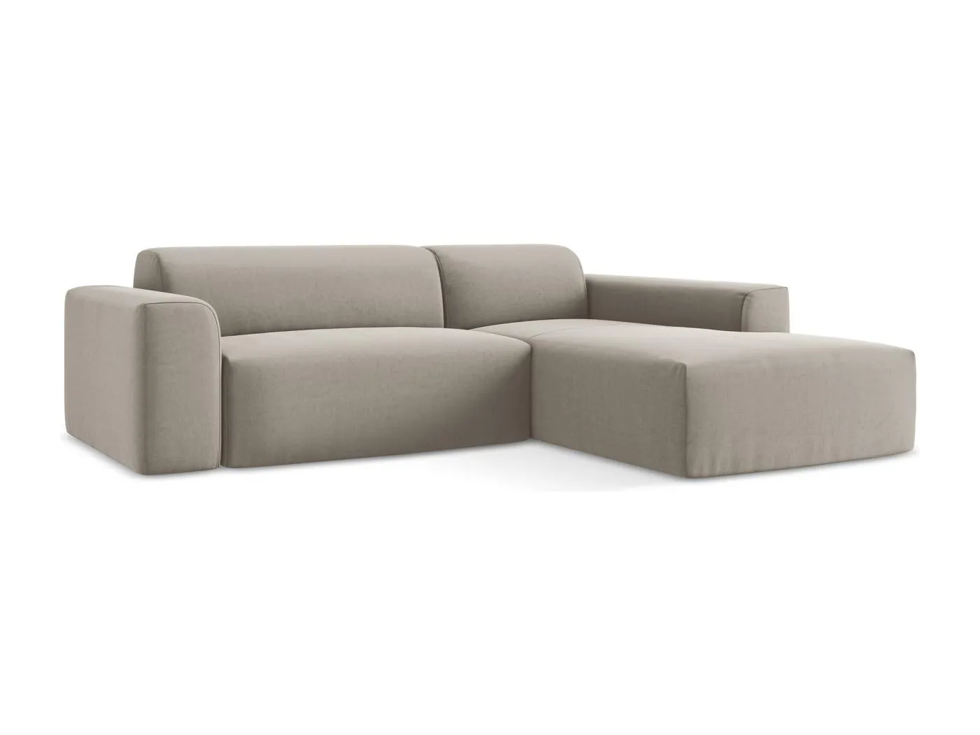 3-Sitzer Modulares Ecksofa - Ecke Rechts - Samt - Taupe - KELI