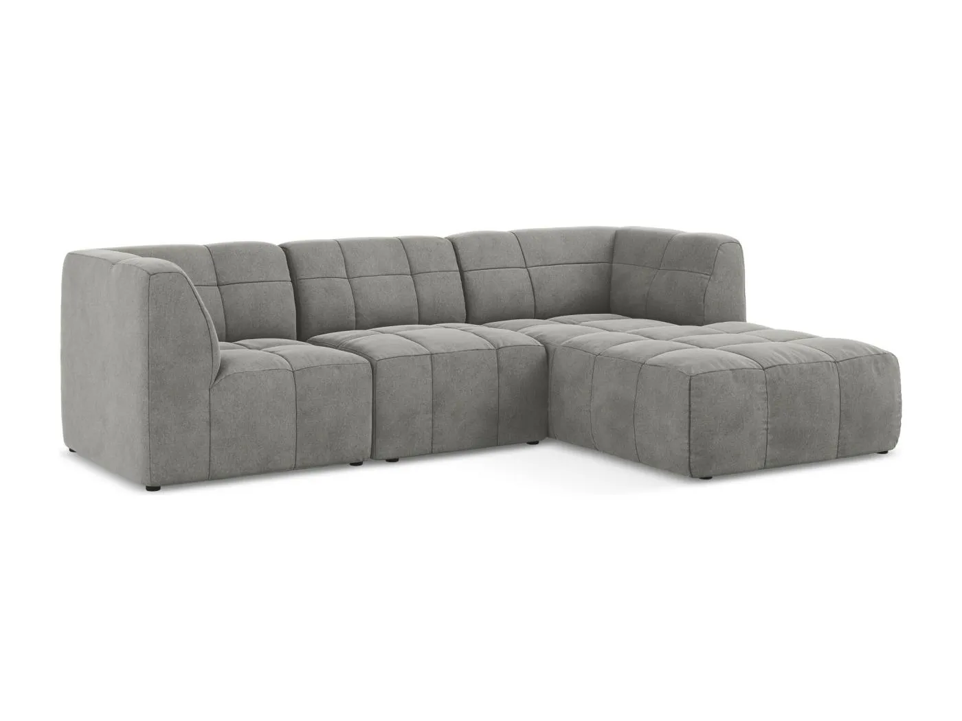 3-Sitzer Modulares Ecksofa - Ecke Rechts - Samt - Grau - ALOHA