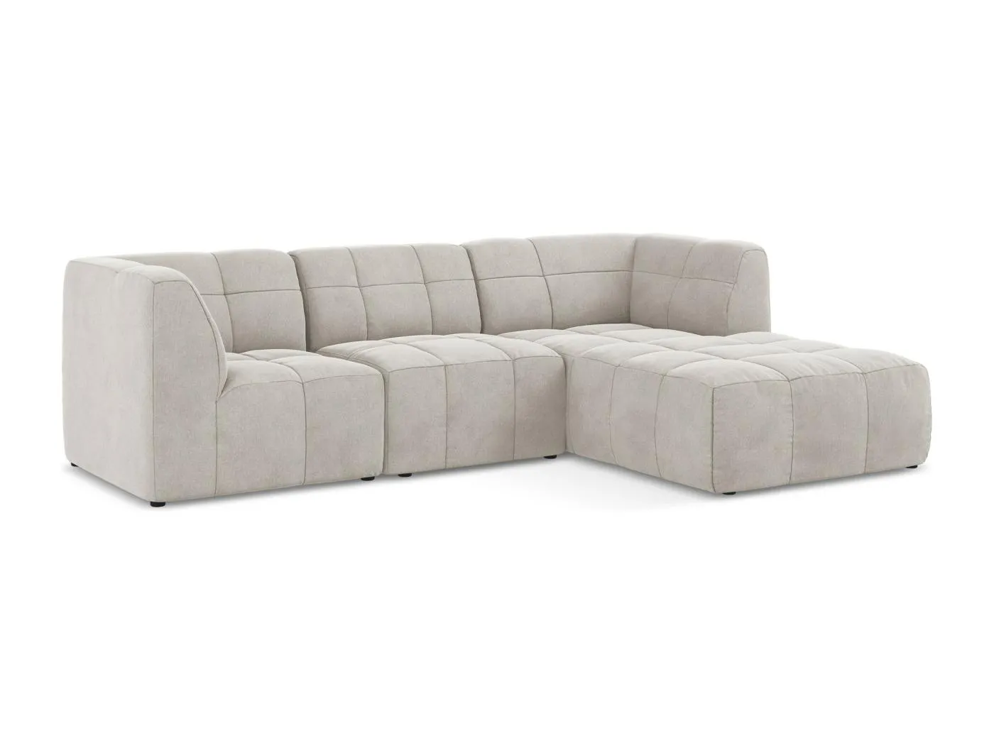 3-Sitzer Modulares Ecksofa - Ecke Rechts - Samt - Hell beige - ALOHA