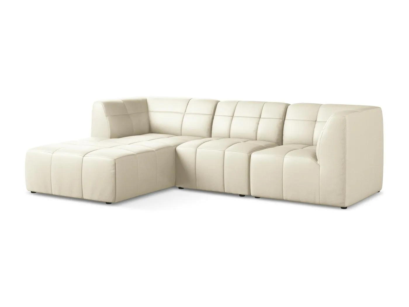 3-Sitzer Modulares Ecksofa - Ecke Links - Kunstleder - Hell beige - ALOHA