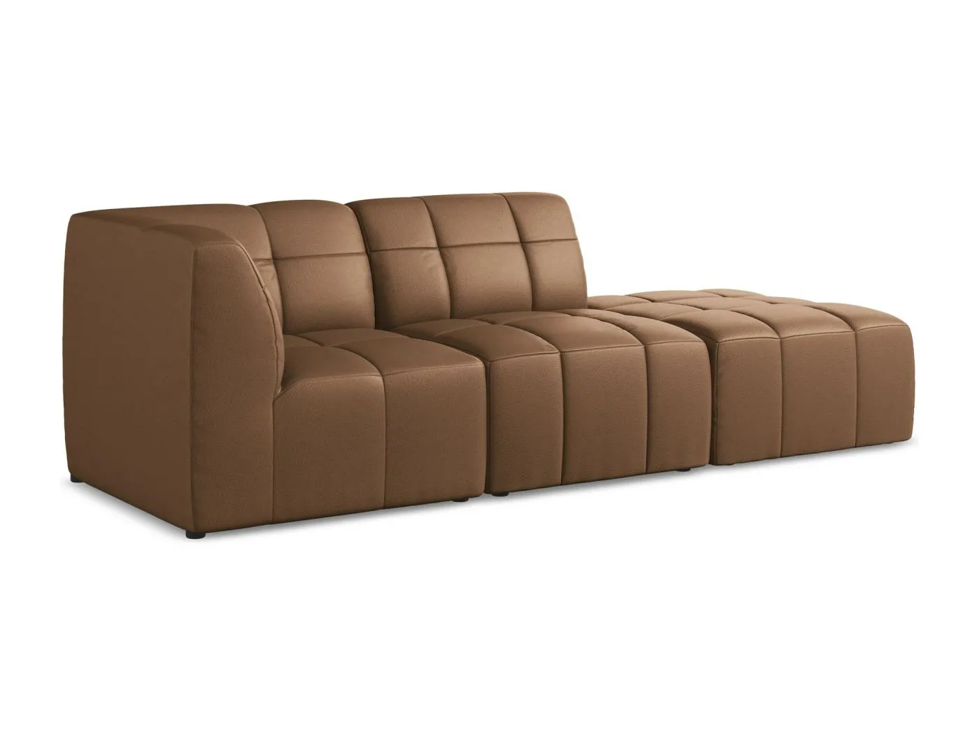 3-Sitzer Modulares Ecksofa - Ecke Rechts - Kunstleder - Schokolade - ALOHA