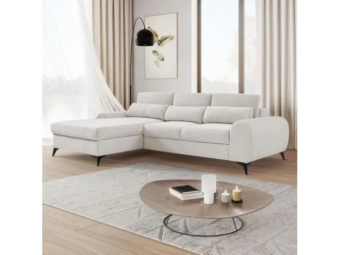 ECKSCHLAFSOFA Milan Beige mit Metallbeine links