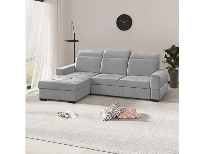 ECKSCHLAFSOFA Alex Mini hellgrau links