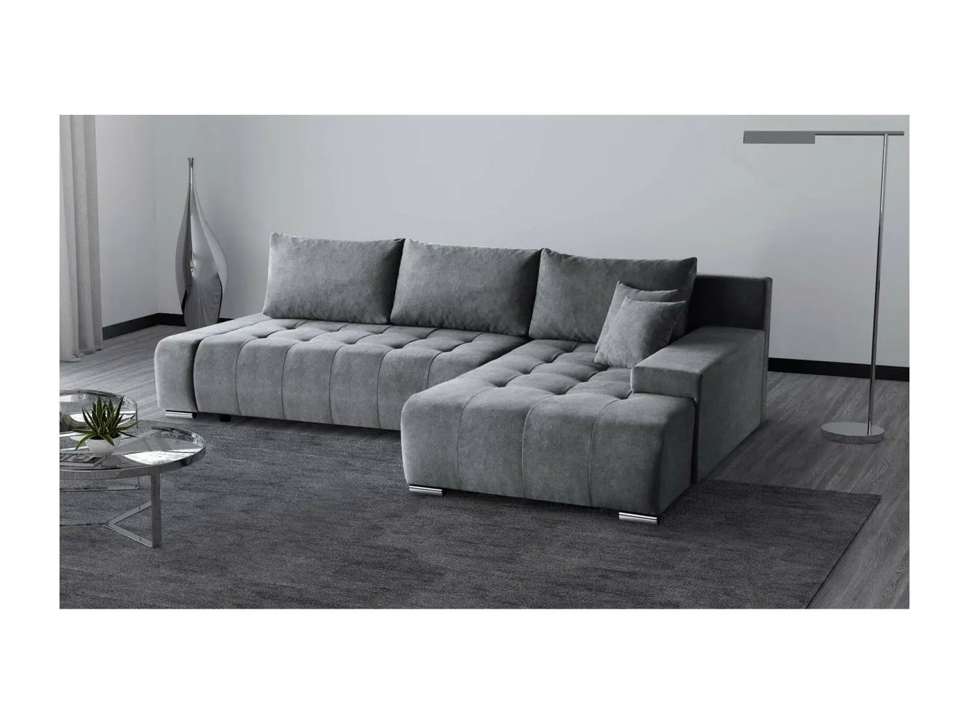 SCHLAFSOFA Draco L mit Schlaffunktion rechts grau