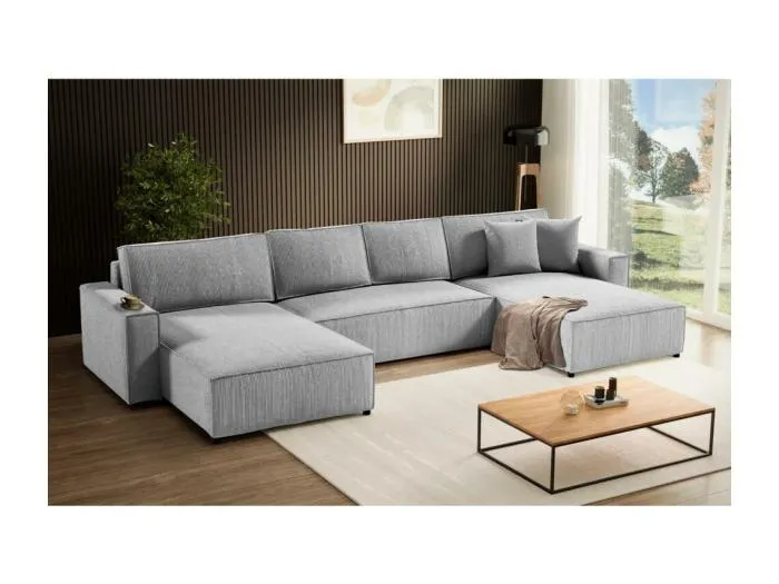 WOHNLANDSCHAFT Parys U mit Schlaffunktion hellgrau