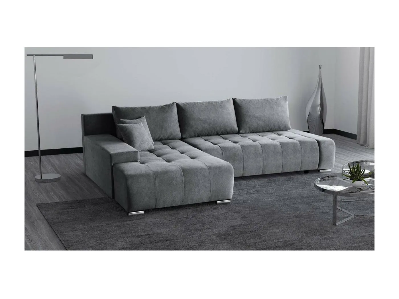 SCHLAFSOFA Draco L mit Schlaffunktion links grau
