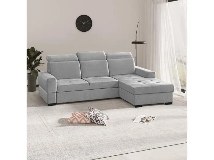 ECKSCHLAFSOFA Alex Mini hellgrau rechts