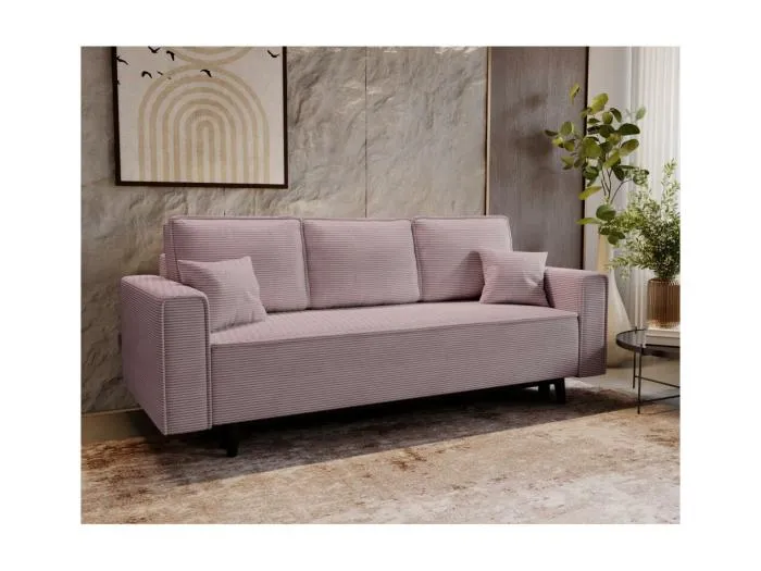 3-SITZER SOFA Monte mit Schlaffunktion rosa
