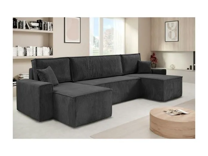 WOHNLANDSCHAFT Hektor U mit Schlaffunktion dunkelgrau