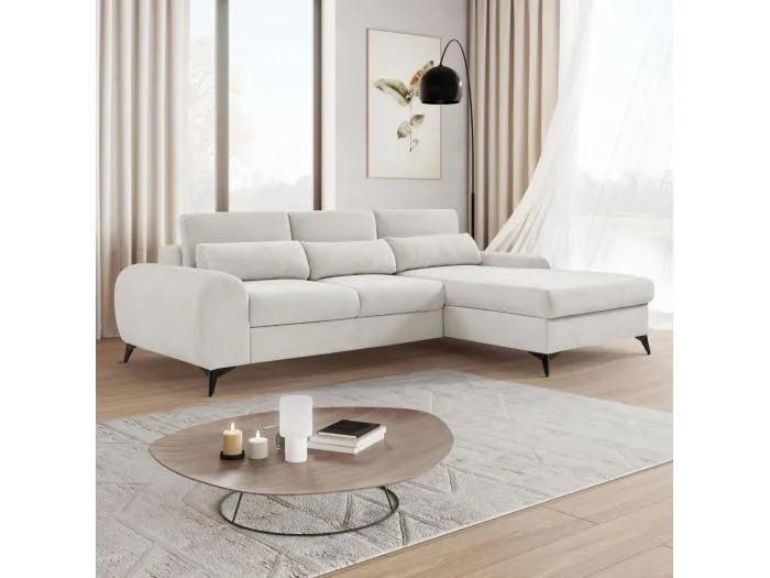 ECKSCHLAFSOFA Milan Dunkelgrau mit Metallbeine rechts