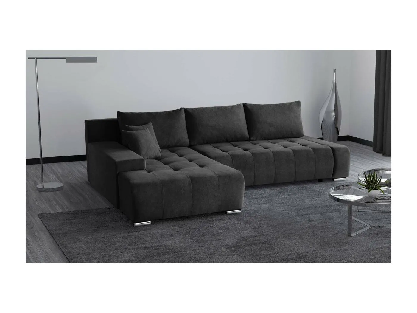 SCHLAFSOFA Draco L mit Schlaffunktion links anthrazit