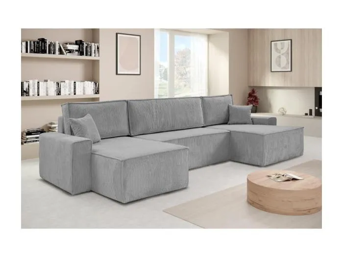 WOHNLANDSCHAFT Hektor U mit Schlaffunktion hellgrau