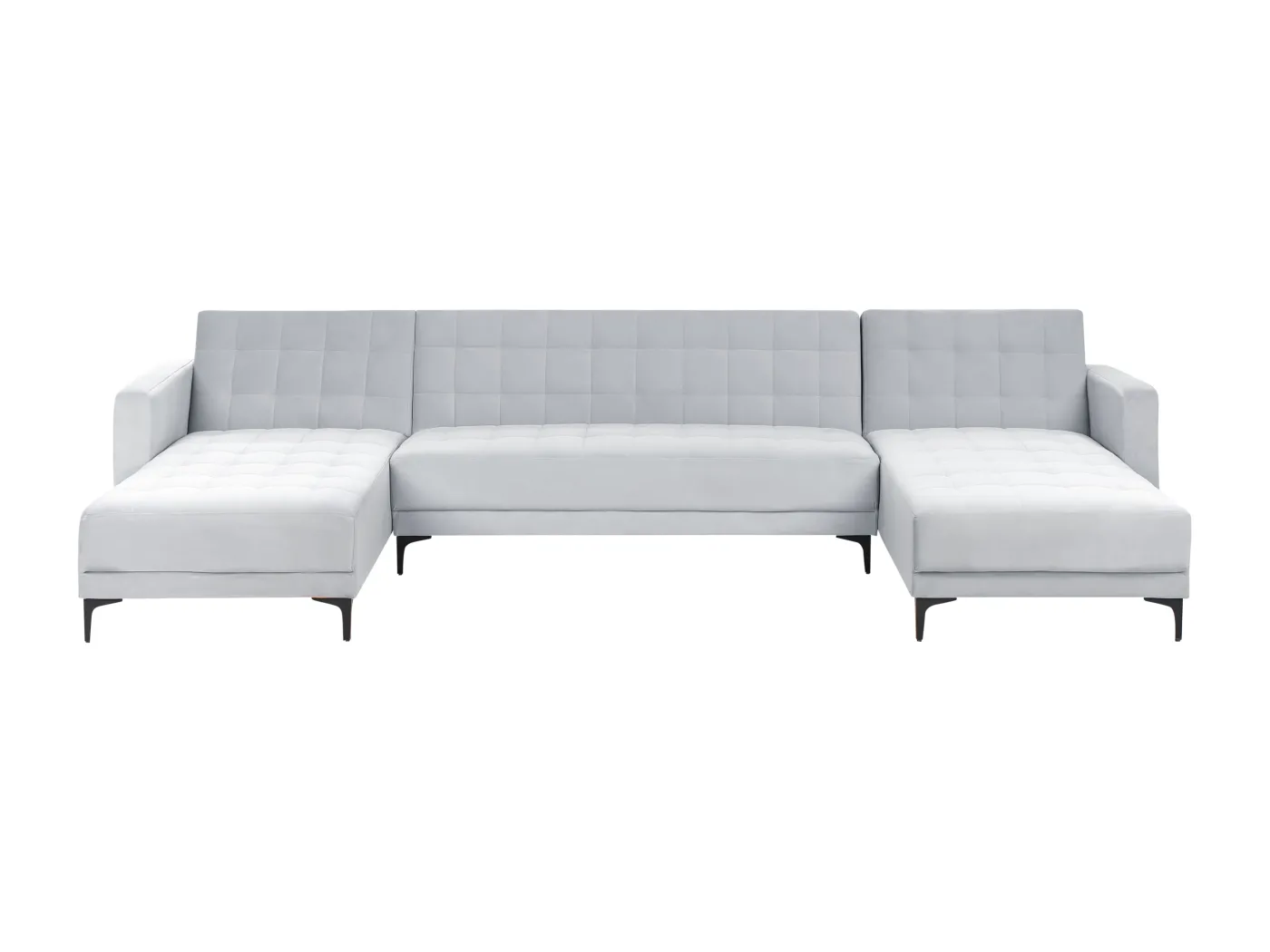 U-förmiges Modul Schlafsofa ABERDEEN Samtstoff Hellgrau 5-Sitzer