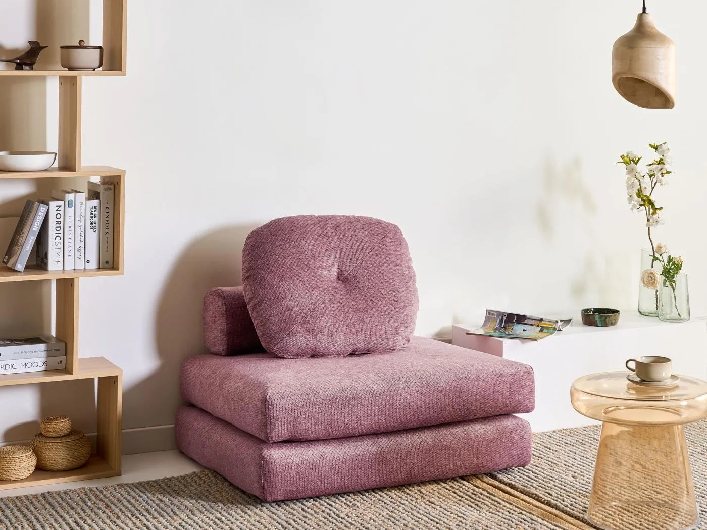 1-Sitzer Schlafsofa OLDEN Stoff Rosa
