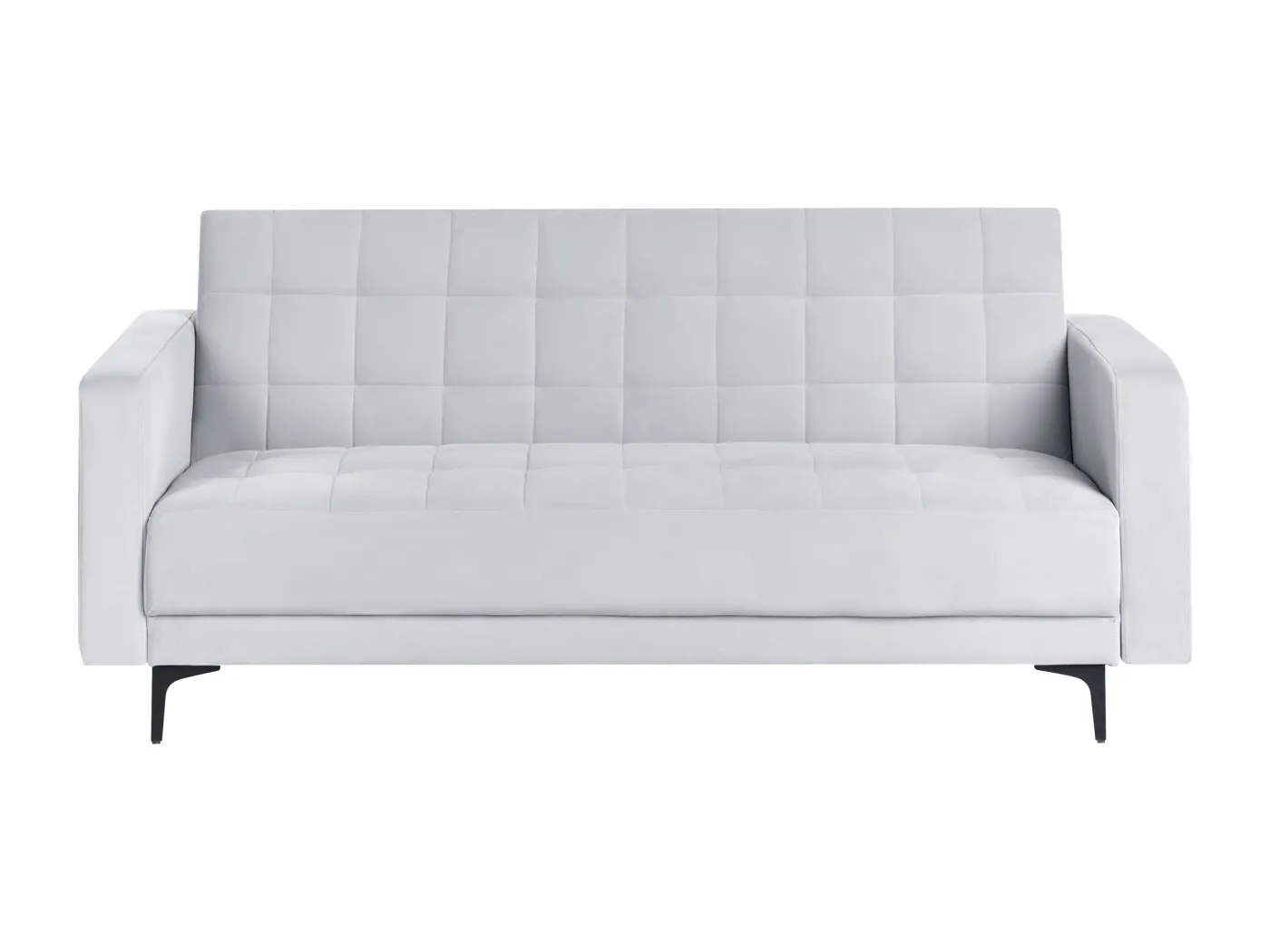 3-Sitzer Schlafsofa Samt hell grau gesteppt Metallgestell schwarz Aberdeen