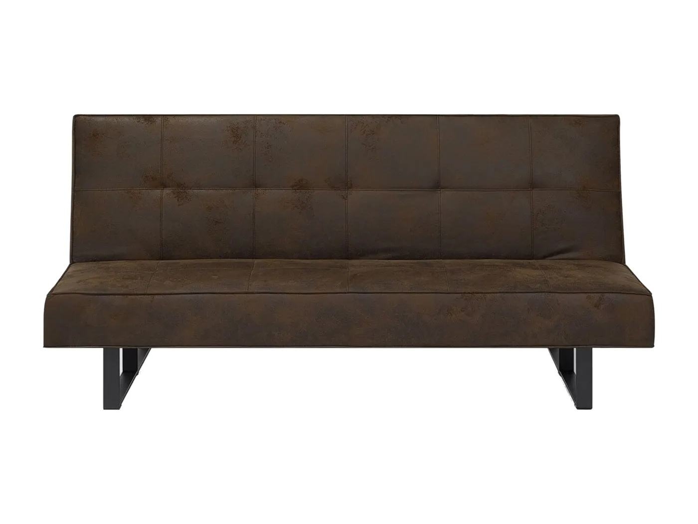 3-Sitzer Schlafsofa Kunstleder dunkelbraun gesteppt mit Schlaffunktion Derby