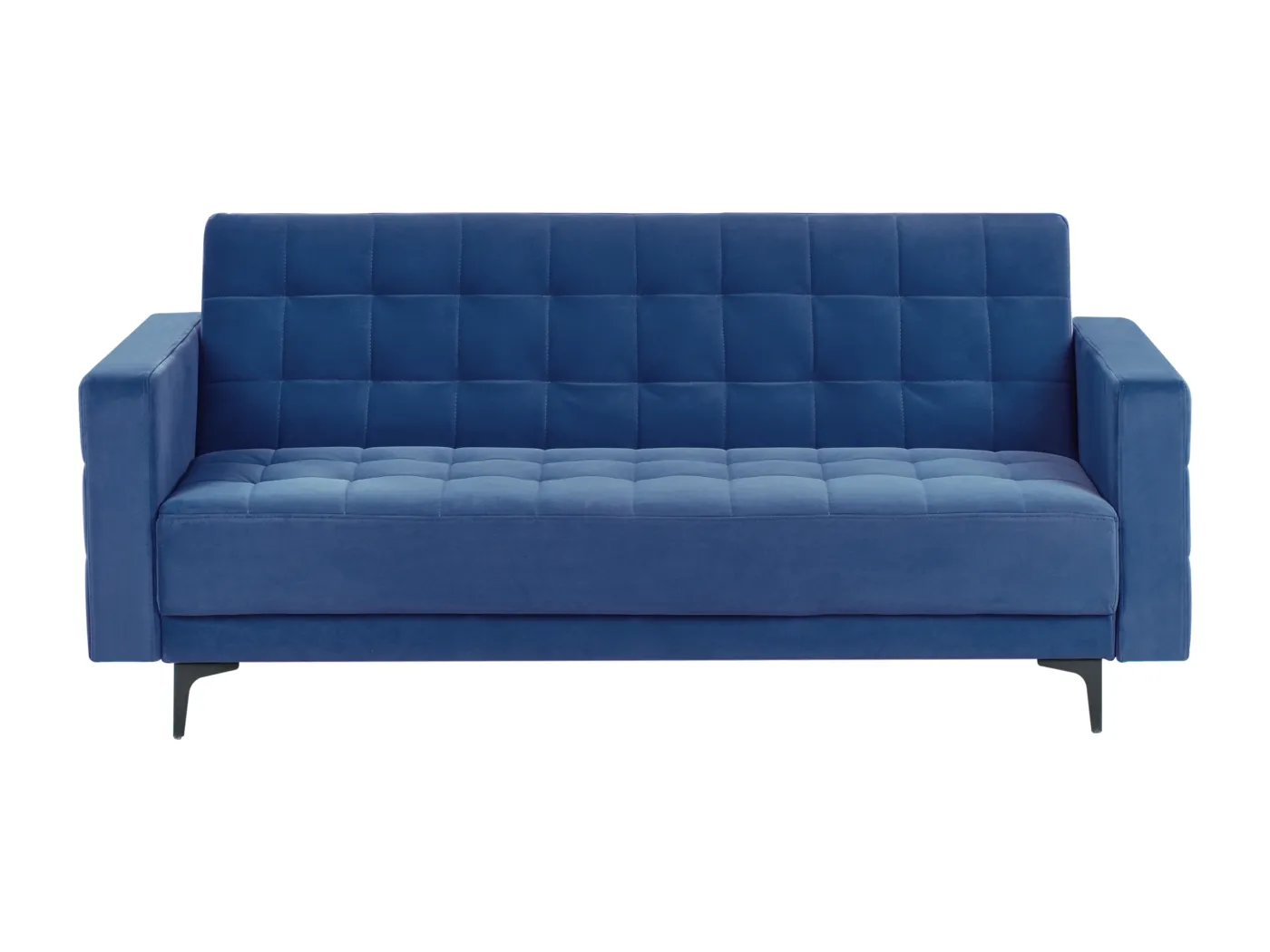 3-Sitzer Schlafsofa Samt blau gesteppt Metallgestell schwarz Aberdeen