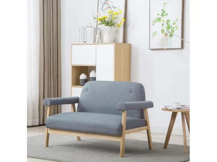 2-Sitzer-Sofa Stoff Hellgrau