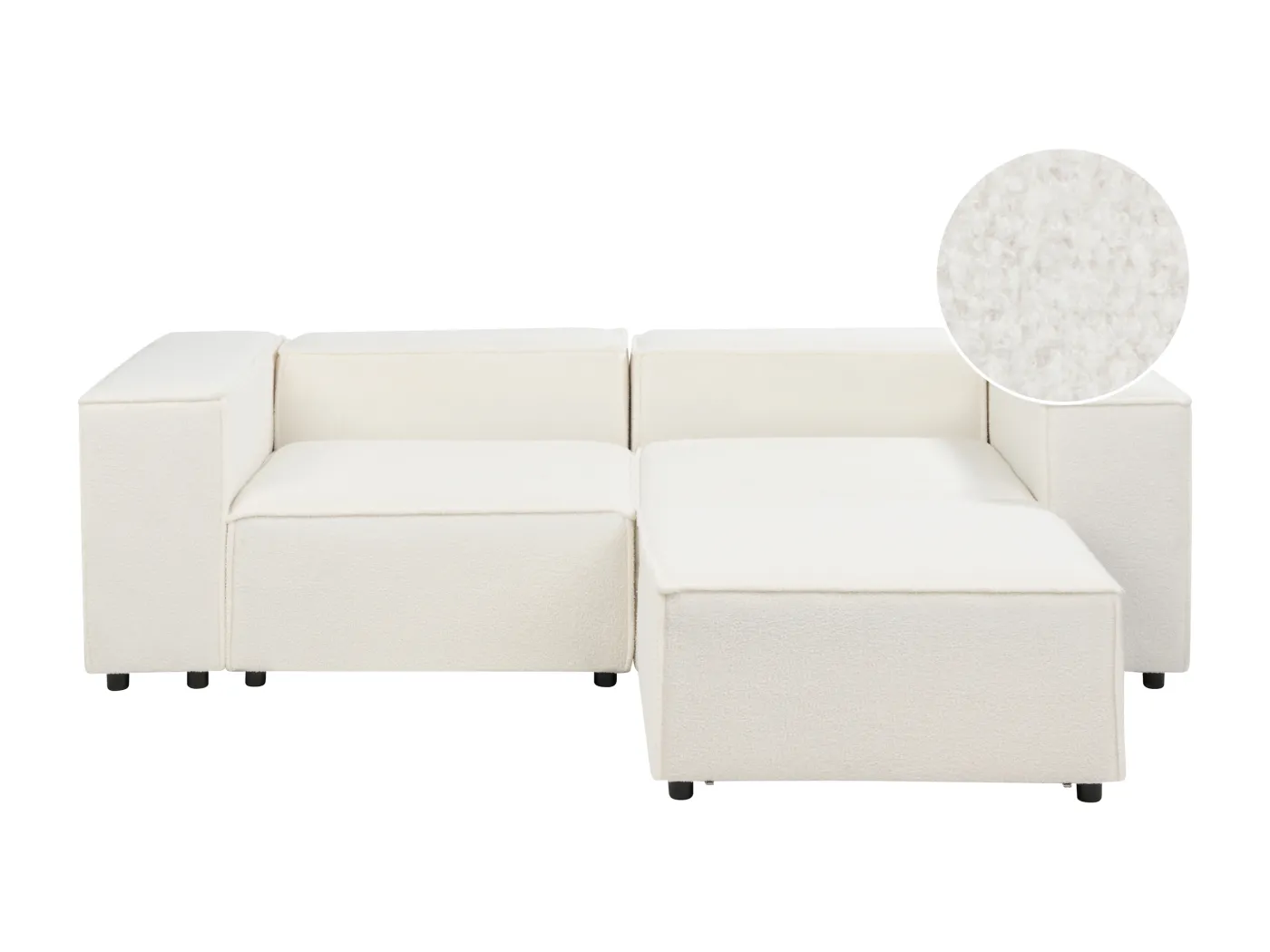 2-Sitzer Sofa Bouclé weiss mit Ottomane APRICA