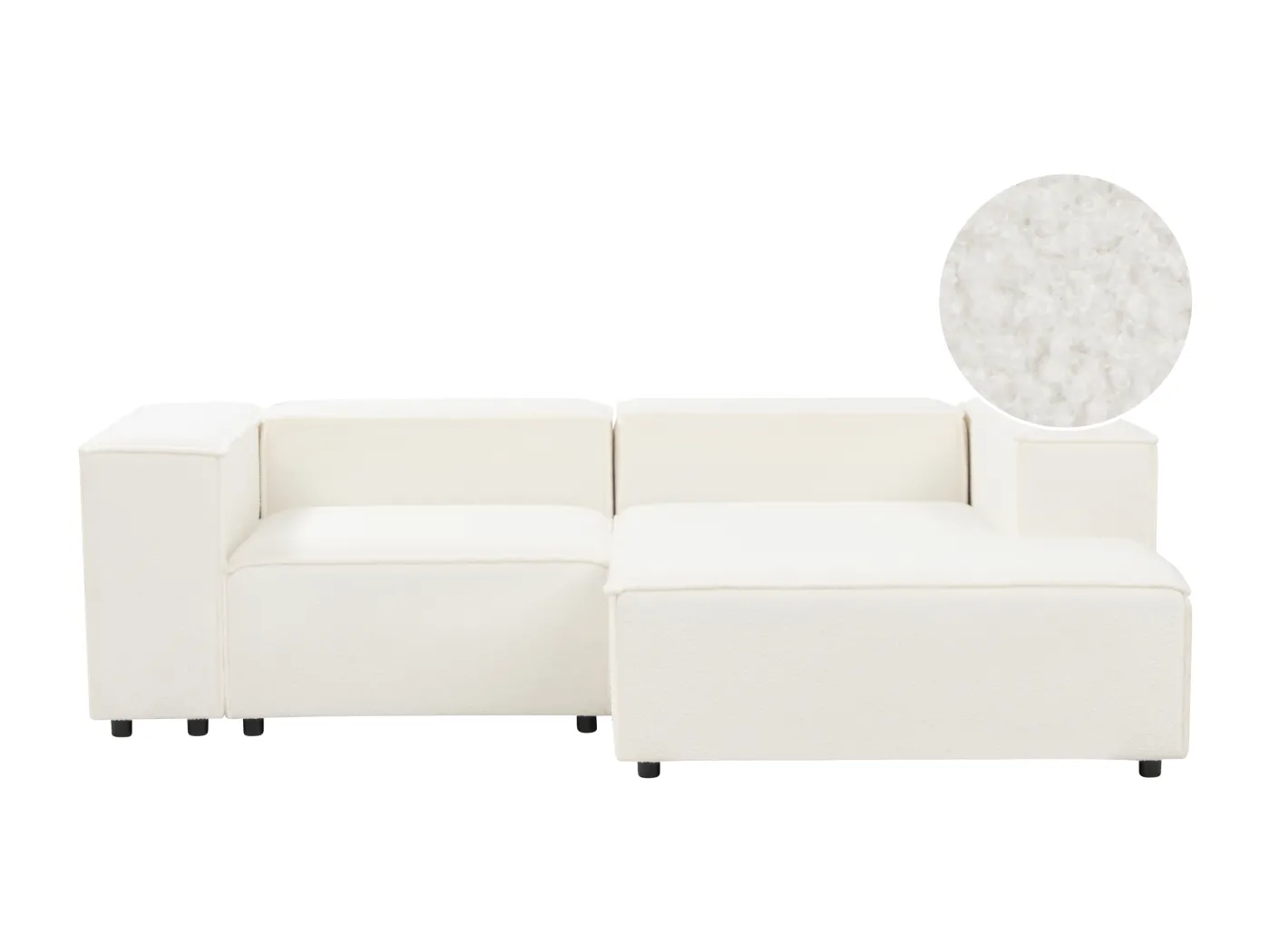 2-Sitzer Ecksofa Bouclé weiss linksseitig APRICA