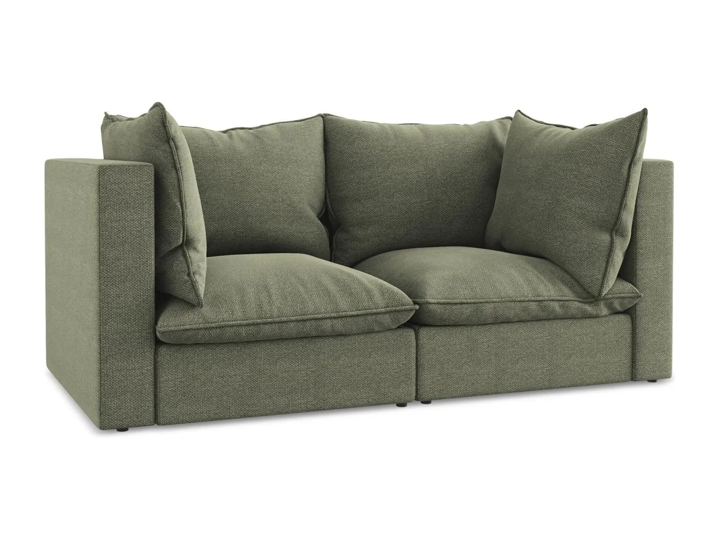2-Sitzer Sofa - - Bouclé - Olive - MANAO