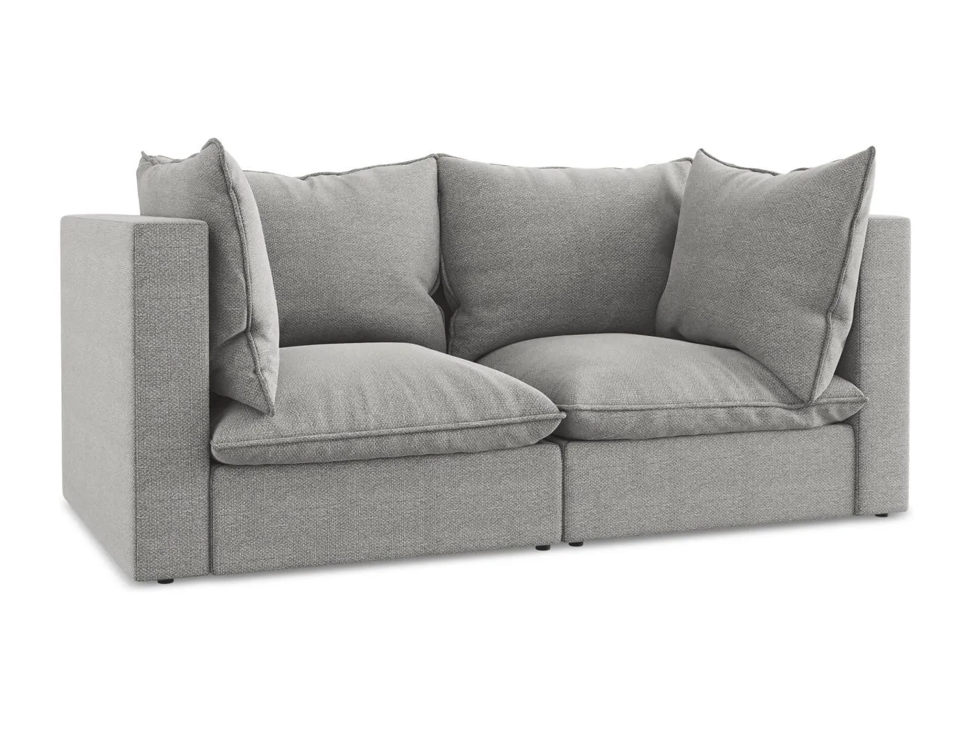2-Sitzer Sofa - - Bouclé - Hellgrau - MANAO