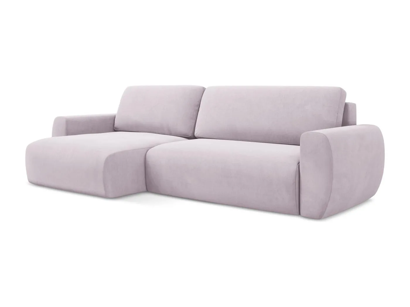 3-Sitzer Ecksofa mit Schlaffunktion - Ecke Links - Samt - Lavendel - ANELA