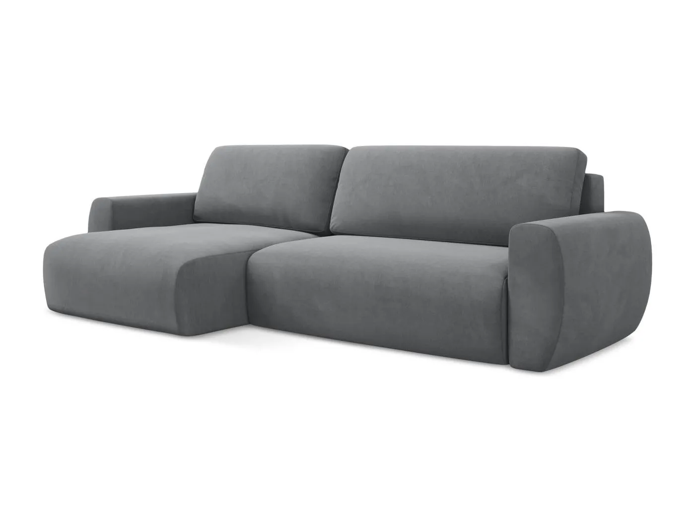3-Sitzer Ecksofa mit Schlaffunktion - Ecke Links - Samt - Stahl - ANELA