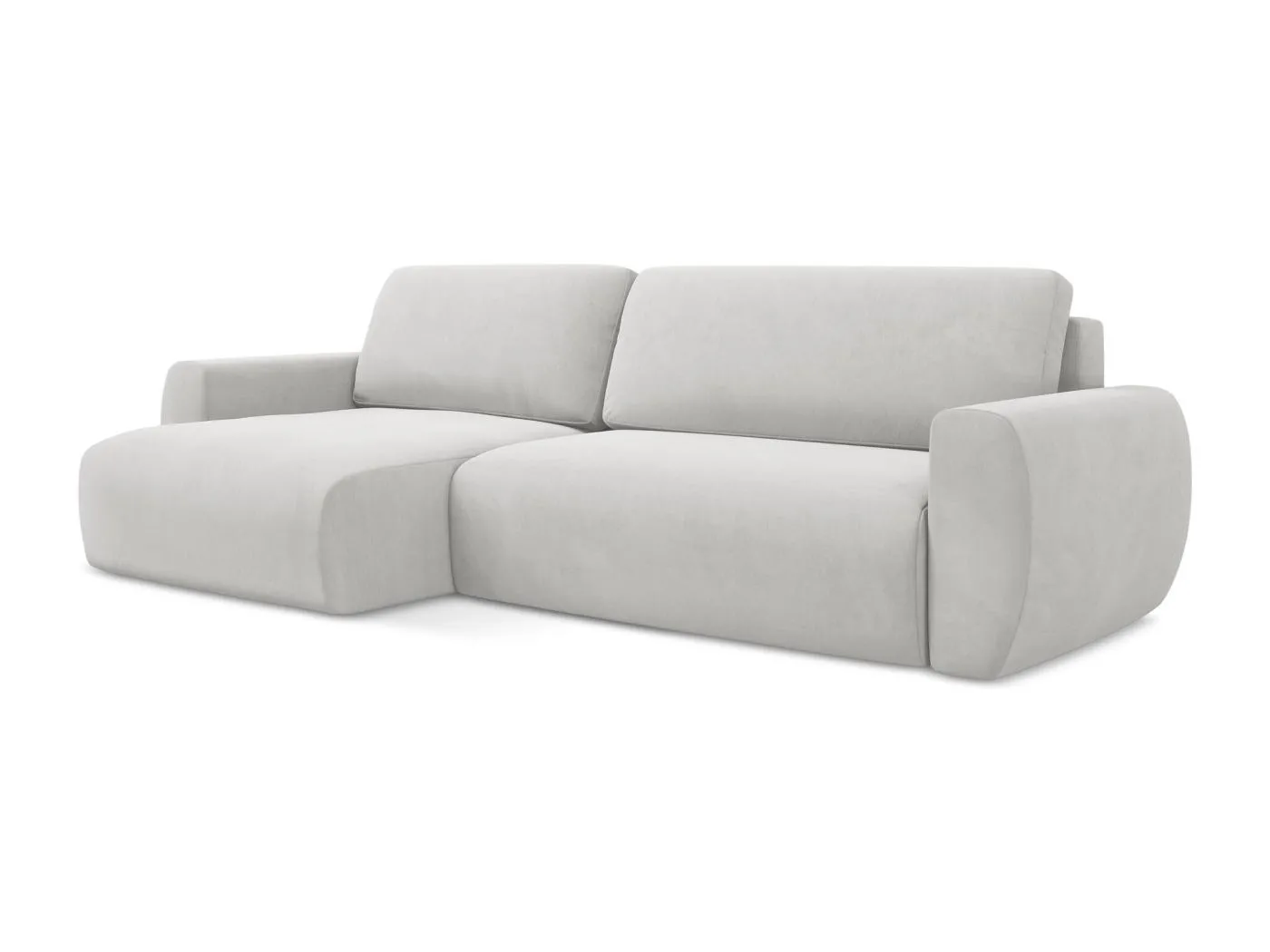 3-Sitzer Ecksofa mit Schlaffunktion - Ecke Links - Samt - Silber - ANELA