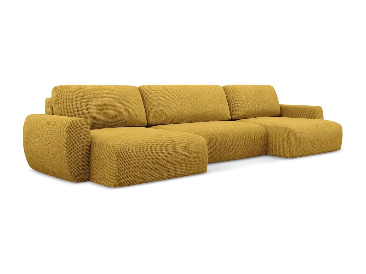 Wohnlandschaft mit Schlaffunktion - / - Chenille - Senf - ANELA