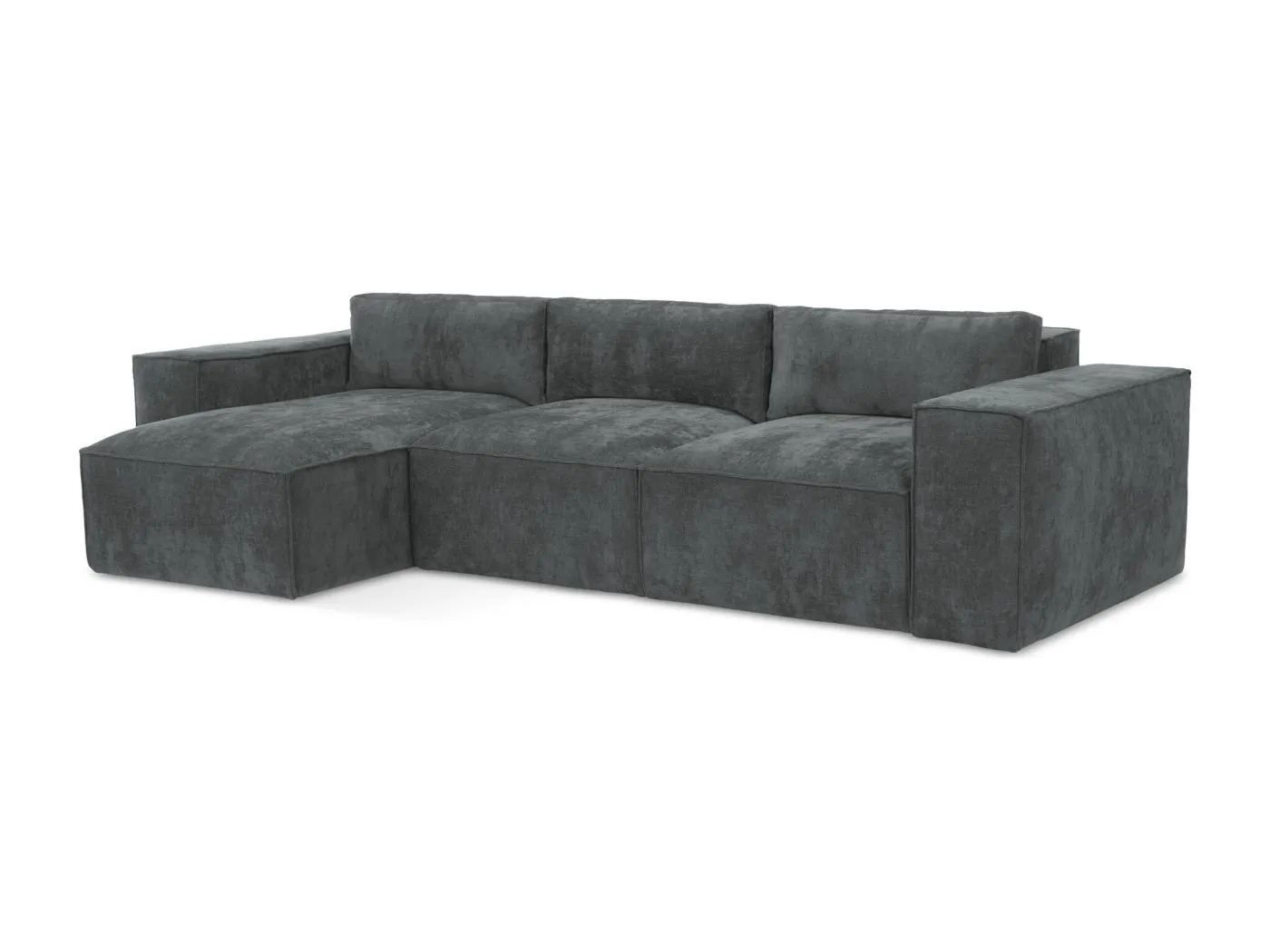 3-Sitzer Ecksofa mit Schlaffunktion - Ecke Links - Chenille - Graphit - HANA