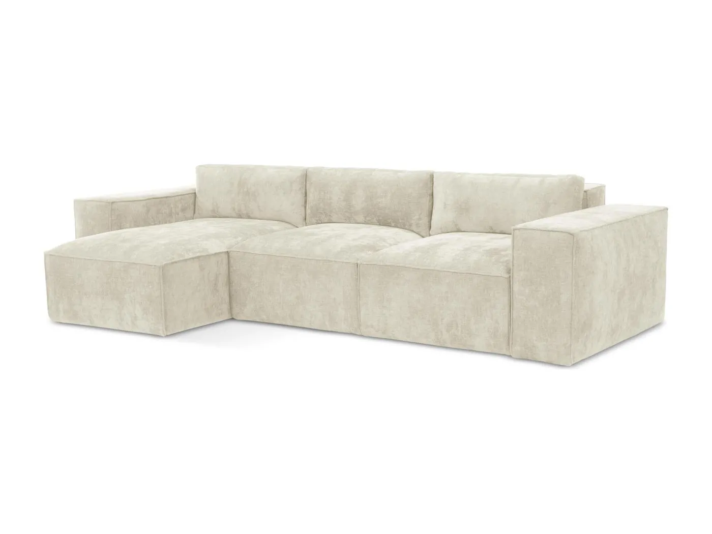 3-Sitzer Ecksofa mit Schlaffunktion - Ecke Links - Chenille - Beige - HANA