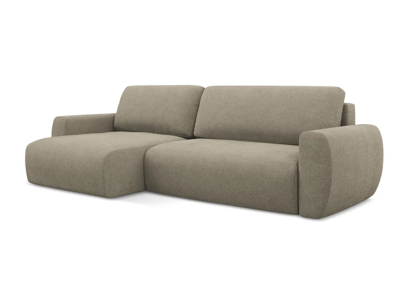 3-Sitzer Ecksofa mit Schlaffunktion - Ecke Links - Chenille - Dunkelbeige - ANELA