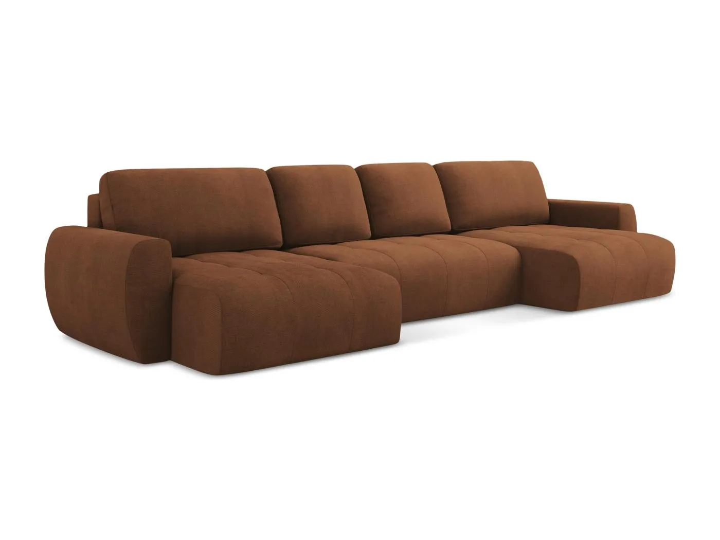 Wohnlandschaft mit Schlaffunktion - / - Strukturstoff - Terrakotta - KIWI