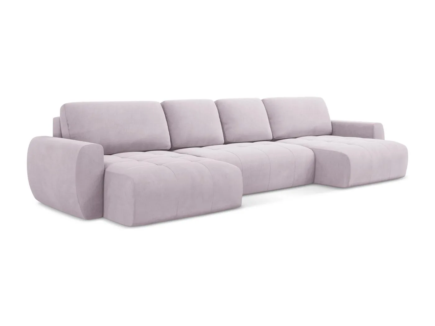 Wohnlandschaft mit Schlaffunktion - / - Samt - Lavendel - KIWI