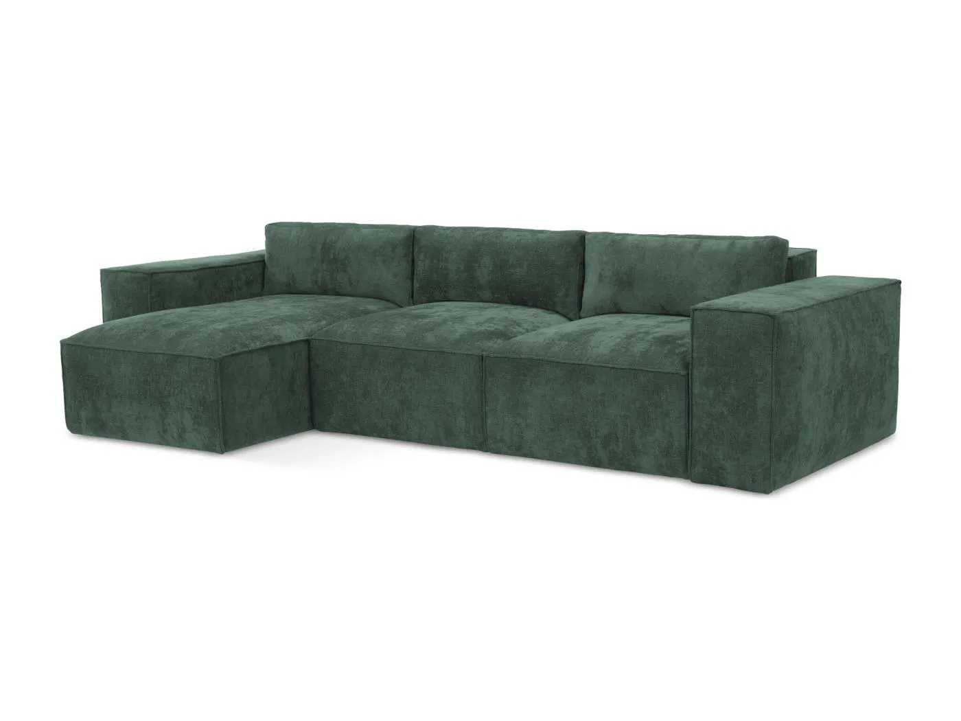 3-Sitzer Ecksofa mit Schlaffunktion - Ecke Links - Chenille - Grün - HANA