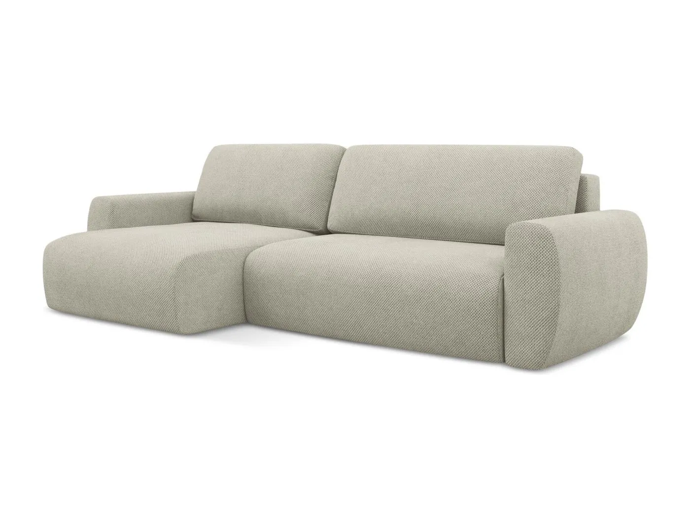 3-Sitzer Ecksofa mit Schlaffunktion - Ecke Links - Chenille - Hell beige - ANELA