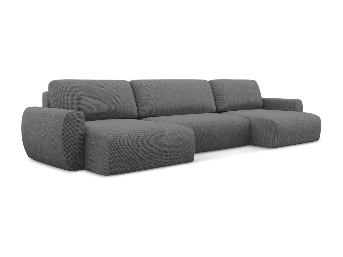 Wohnlandschaft mit Schlaffunktion - / - Chenille - Grau - ANELA