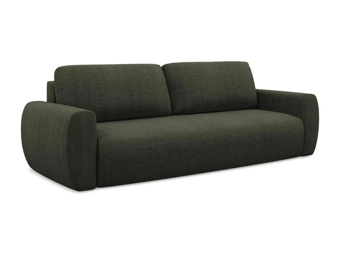 3-Sitzer Sofa mit Schlaffunktion - - Strukturstoff - Olive - ANELA