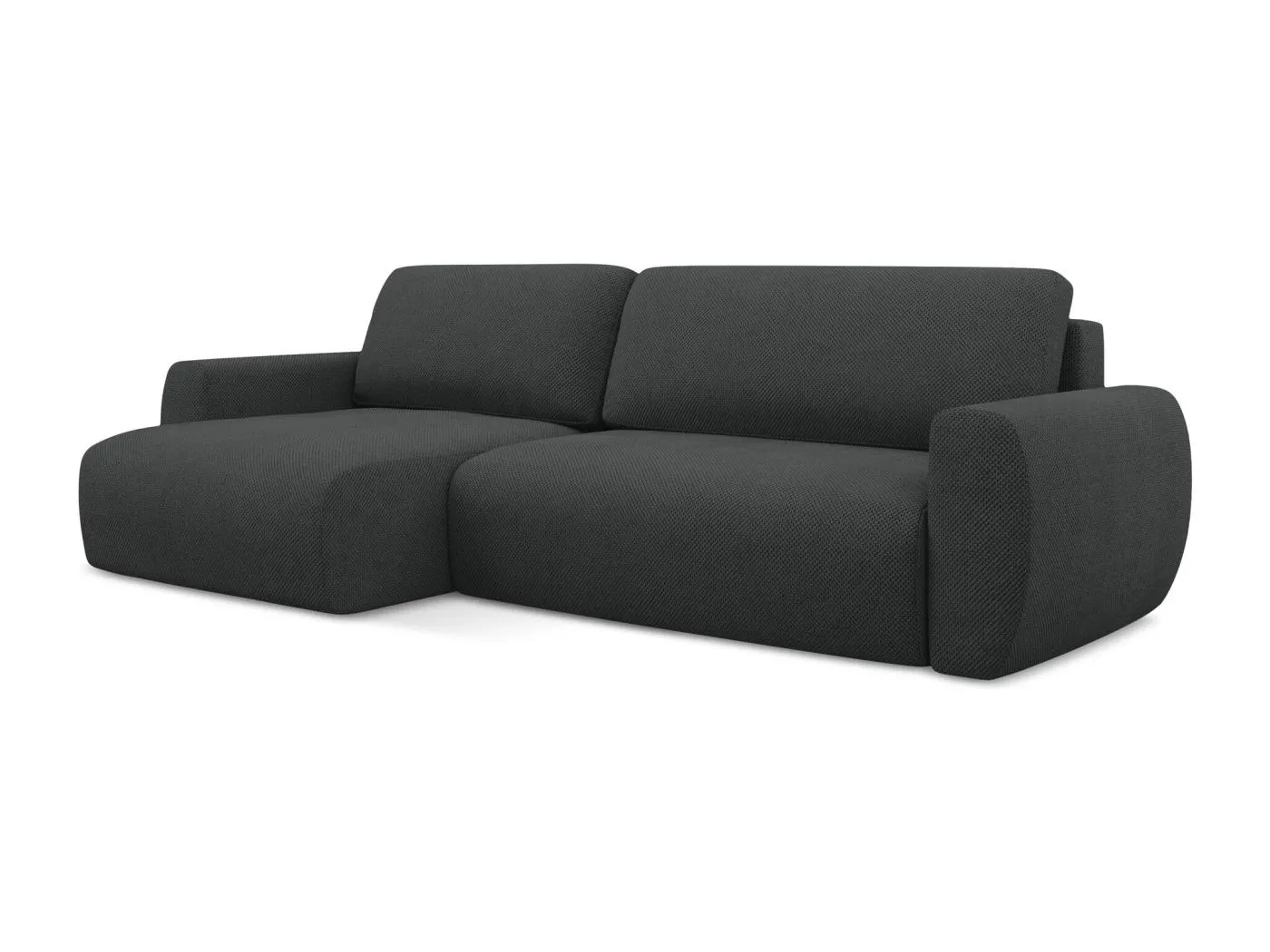 3-Sitzer Ecksofa mit Schlaffunktion - Ecke Links - Chenille - Graphit - ANELA