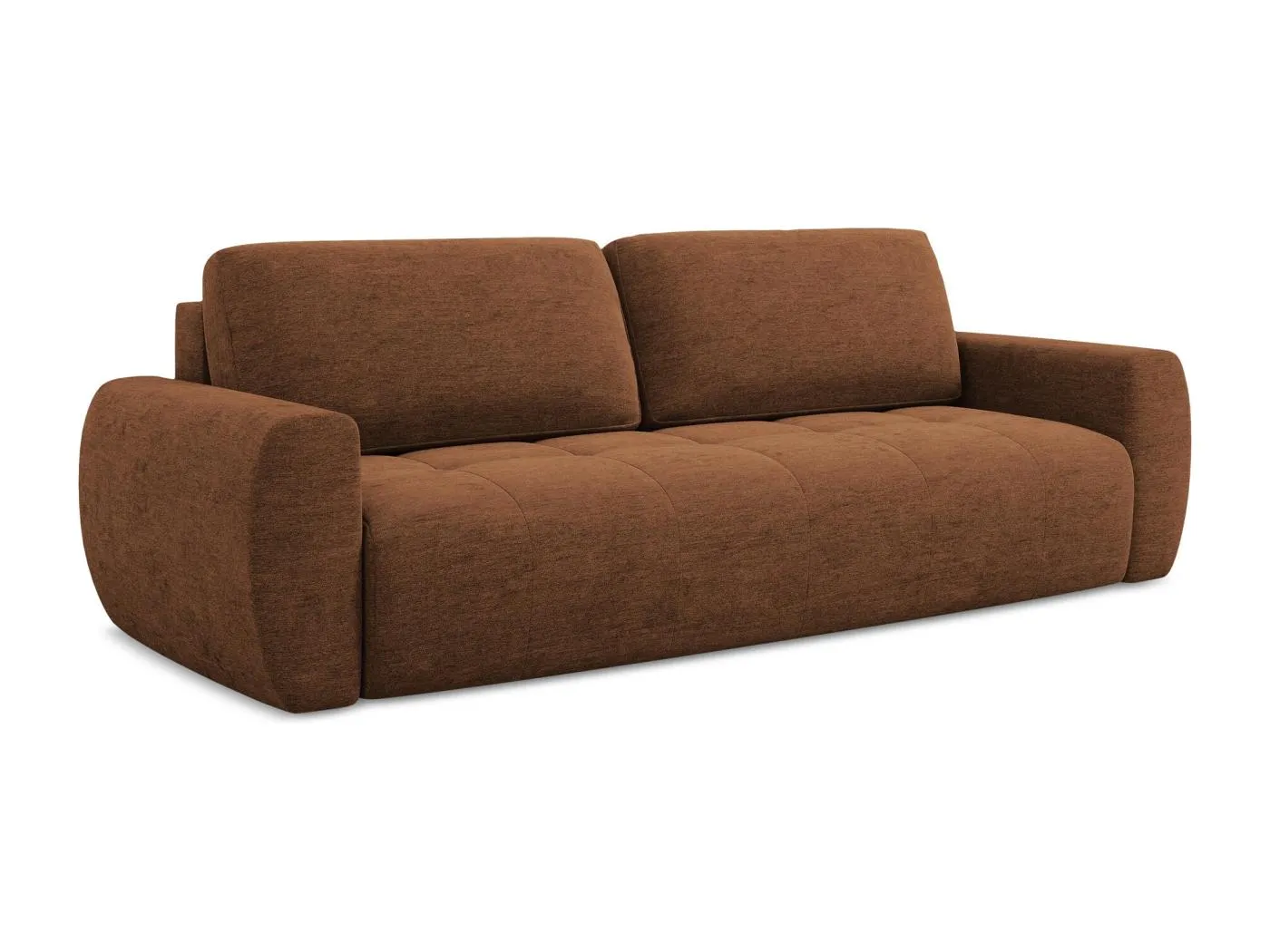 3-Sitzer Sofa mit Schlaffunktion - - Strukturstoff - Terrakotta - KIWI